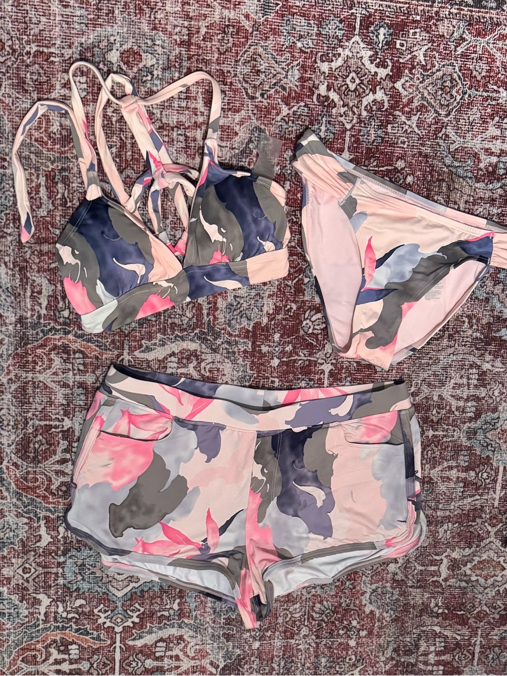 Carve Designs Pink Lined Floral Swim Set